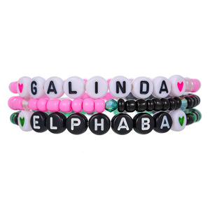 Acrylic <b>Bead</b> <b>Bracelet</b> Set With English Letter <b>Beads</b> Couple Matching Jewelry Gift For Valentine's Day Spring 2025 - Product Image 5