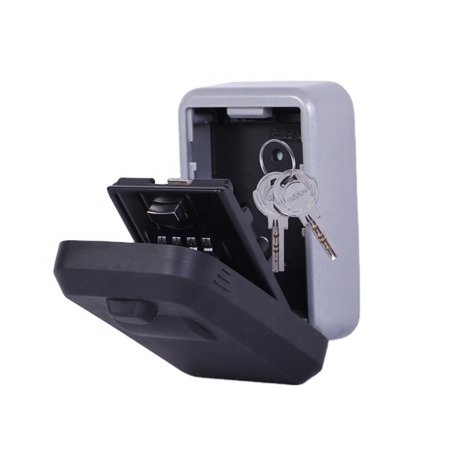Aluminum Alloy Waterproof Black & Silver Key Lock Box with Key Hiders Wall Mounted Safe for More Than 10 Keys