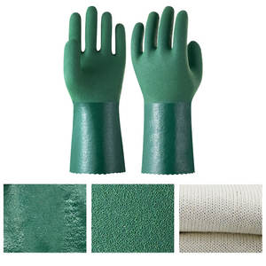 35cm manga larga Jersey forro arena acabado Palma impermeable aceite resistente a los químicos verde industrial Pvc guantes - Product Image 5
