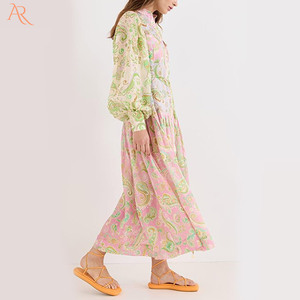 เสื้อเชิ้ตผูกเชือกเย็บสไตล์วันหยุด,เดรสกระโปรงแขนยาวทรงหลวม - Product Image 3