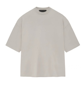 เสื้อคอกลมสำหรับผู้ชายเสื้อแขนสั้นแบบกำหนดเองสีทึบผ้าฝ้ายถักแบบลำลองแบบ100% สีพื้น - Product Image 4