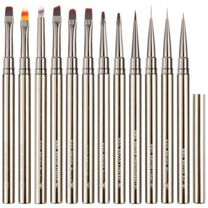 High Quality Nail Art <b>Brush</b> Set with Oval Soft Nylon Hair and Bronze Metal Handle Wholesale Manicure Painting Tools Supplies - Product Image 1