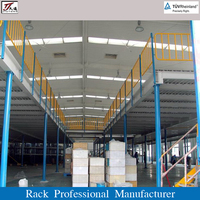 Plateforme de mezzanine en acier à 2 niveaux durable et personnalisée avec revêtement en poudre pour le stockage en entrepôt industriel