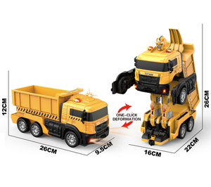 <span class=keywords><strong>2023</strong></span> nouveaux jouets de véhicules d'ingénierie RC déformation en un clic RC pelle grue transport lourd vehic RC transformer robots voiture jouets - Product Image 1