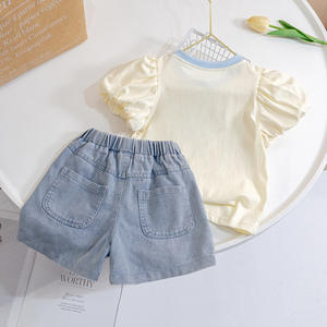 Vestiti estivi per bambine Shorts in Denim per bambini t-shirt a manica corta 2 pezzi Set di vestiti di moda per bambini - Product Image 3
