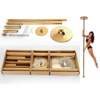 Poteau de danse doré 2-en-1 de 45 mm, réglable, rotatif et statique, vente en gros pour événements et fournitures de fête - Meilleures ventes