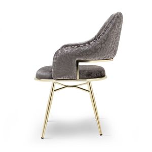 Chaise de salle à manger moderne de luxe en métal Rosse, revêtement en tissu marron, pieds en acier, mobilier pour la maison, Turquie - Product Image 2