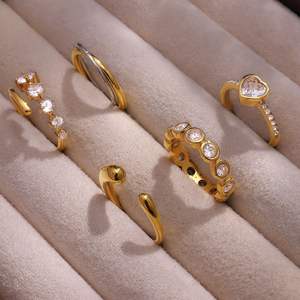 Nouvelle collection de bijoux tendance, série soleil, ensemble de bagues empilables, grandes bagues éternelles en zircon pour femmes - Product Image 6