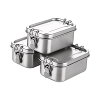 Petites boîtes à lunch en acier inoxydable personnalisées, lot de 3 couvercles de conteneurs à collations lavables au lave-vaisselle, boîte à bento 304 condiments pour enfants et adultes