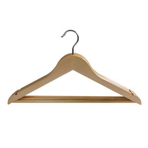Solid Wood Clothes Hanger With Metal <b>Clips</b> For Pants And Ties <b>Hook</b> Type Clothing Organizer Rectangle Shape Home Use - Product Image 2
