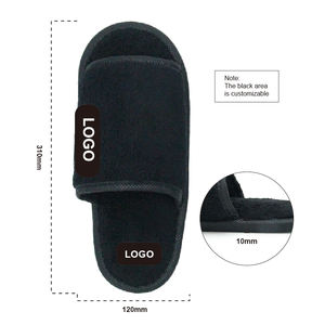Индивидуальный логотип Черные тапочки с открытым носком пятизвездочные дорожные тапочки для спа-отелей - Product Image 3