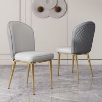 Chaises de salle à manger de luxe en cuir microfibre moderne avec pieds en métal or rose et éponge haute résilience pour la maison, le bureau, le restaurant, l'hôtel