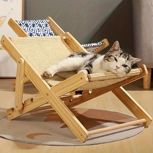 Wooden <b>Cat</b> Lounger Sisal Canvas Style Solid Wood Pet Chair <b>For</b> <b>Cats</b> <b>Scratch</b> <b>Post</b> - Product Image 1