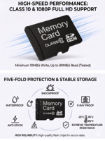 Carte mémoire Mini 16 Go-512 Go, capacités multiples, Classe 10 U3/U1 V30 pour appareils photo et appareils électroniques, CE RoHS FCC