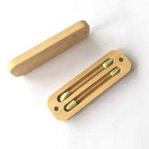 Portable réutilisable <span class=keywords><strong>Silicone</strong></span> oreille propre bourgeons cotons-tiges multifonction cosmétique maquillage lavable stockage écologique dans une boîte en bambou - Product Image 4