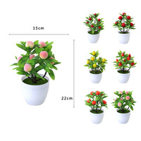 Kunstmatige nep bloempot citroen fruit bonsai 7-delige fruitdecoratieset aardbei plastic kumquat fruit injectie