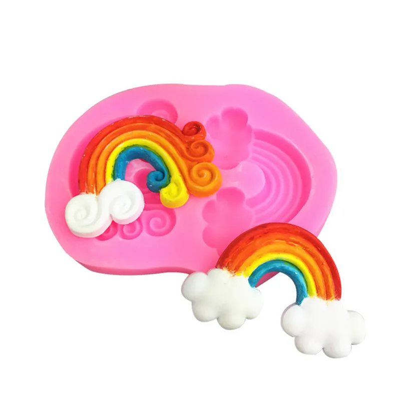 2 Stück schöne Regenbogen form Silikon DIY Epoxidharz Zucker Gebäck Ton Keks Schokoladen kuchen Fondant Dekorations form