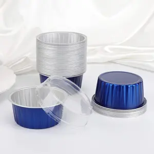 125ml Cake Cups Disposable Thickened Aluminium Foil Tinfoil Muffin Baking Resistant Foil Tart Cups With Plastic Lids