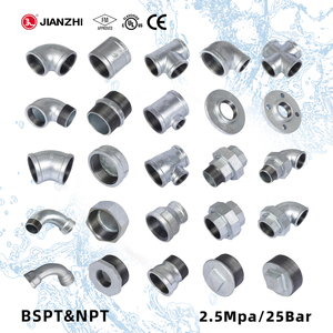 وصلة غاز LPG من جيانزهي، موصل أنابيب مجلفن بسنون عادية، رسومات CAD، وصلة أنبوبية مزدوجة ذكر NPT، تركيبات أنابيب مجلفنة، كوع - Product Image 3