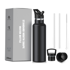 Bouteille d'eau de sport pour la randonnée avec couvercle en bambou, logo personnalisé, 750 ml, 1 L, double paroi, acier inoxydable 304, sans BPA, isolée sous vide - Product Image 1