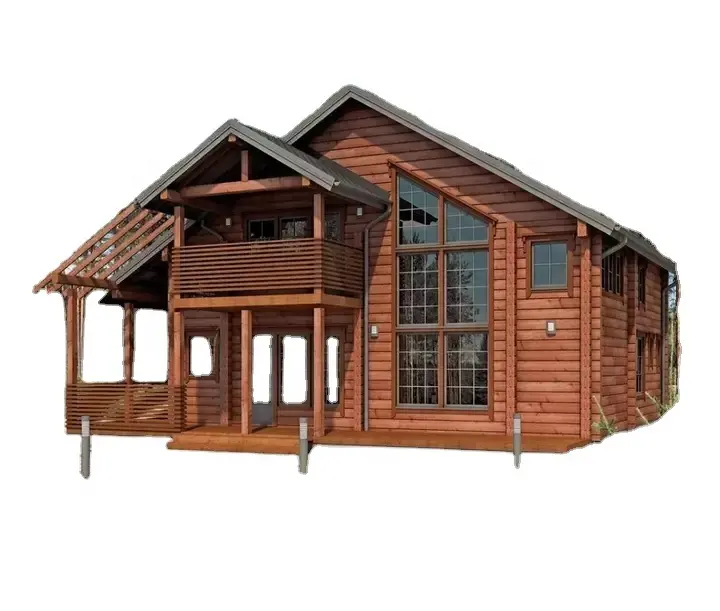 Fast installation 2 storey 4 bedroom prefab wooden house log cabin /chalet/ design for living