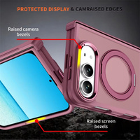 Étui de protection antichoc de luxe pour iPhone Duo Duo Fold avec support rotatif en métal et aimant, finition mate