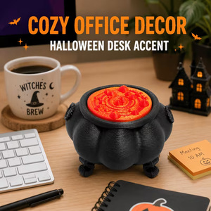 Lampada LED a Forma di Calderone di Strega per Halloween, Luce Notturna a Forma di Zucca, Decorazione da Tavolo Spaventosa, Regalo per Feste - Product Image 2