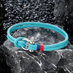 กำไลข้อมือเงินแบบปรับได้ สแตนเลสสตีล สายถักแบบมารีน กำไลสองชั้นแบบมิลาน สำหรับผู้ชาย ผู้หญิง ของขวัญเครื่องประดับ - Product Image 3