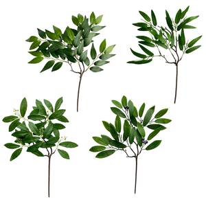 Ramas de Hojas de <span class=keywords><strong>Eucalipto</strong></span> Artificiales Pequeñas y Reciclables, Decoración de Escritorio, Hojas de Ficus Locust Verdes Económicas para Bodas, Hogar e Interiores - Product Image 1