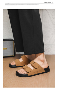 2026 Hot Selling Minimalist Men Velcro Slide <strong>Sandals</strong> EVA Shock Absorbing Comfort Slippers Durable Flat Casual <strong>Pool</strong> <strong>Sandals</strong> - Product Image 2