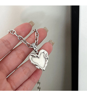 Colgante de corazón de plata de ley S925 personalizable para mujer con medallón gótico coreano Retro estilo Vintage cientos de collares regalo