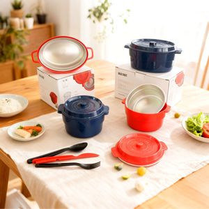 Boîte à bento Bangduo Nordic double couche, forme ovale, en plastique, utilisable au micro-ondes, pour adultes - Product Image 1