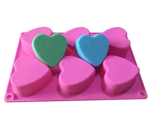 Cake decorating Tools Food Grade Silicone 6 Cavity Heart Shapes Cupcake Mould Non Stick Human Heart Silicone Soap Mold Handmade