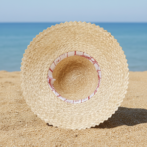 Sombrero de Paja Tejida Beige, Ala Ancha, Estilo Casual de Playa, Unisex para Adultos, Plegable, Transpirable y Ecológico - Product Image 2