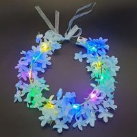 Couronne de fleurs LED DAMAI en PVC vert, motif feuille, avec piles AA, idéale pour fêtes et mariages en intérieur, pour adultes – Nouveauté très prisée