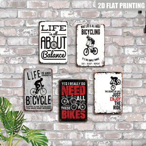 Letrero metálico vintage con la frase: What Life Is All About Bicycling Eat Sleep Repeat - Product Image 5
