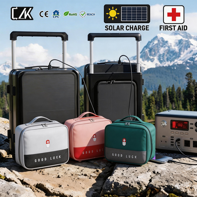 Front Opening Expandable Removable Wheel Solar Panel Hard Case 20 Inch Valise Trunk Travel Bag OEM ODM Carry on Suitcase Luggage