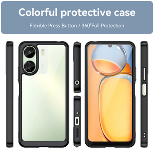 Cho Redmi 13C trường hợp điện thoại, thời trang màu mềm TPU gel <span class=keywords><strong>Bumper</strong></span> cứng Acrylic Cover quay lại <span class=keywords><strong>2</strong></span> trong 1 Mobile bìa cho Redmi 10 11A 12R 13C - Product Image 2