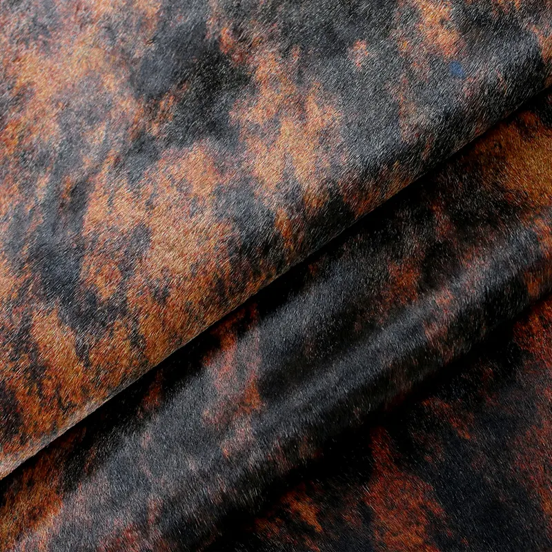 Custom printed leather brindle brown black genuine cow hides