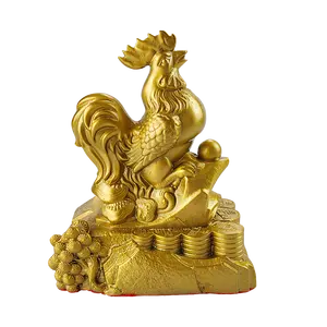 Factory Customize Design Chinese Traditional Brass Decoration Golden Cock Zodiac Rooster Ornament Copper Products