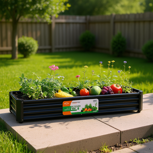 Fioriera rialzata in metallo nero 7.6x3.7x0.98ft per fiori, verdure, erbe aromatiche, uso in giardino - Product Image 2