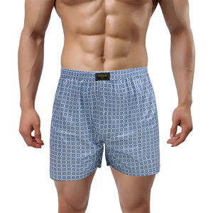 100% nefes Polyester ekose baksır şort yetişkin gençlik orta katlı külot hiçbir cep logosu bel uzun bacak erkek iç çamaşırı toptan - Product Image 5