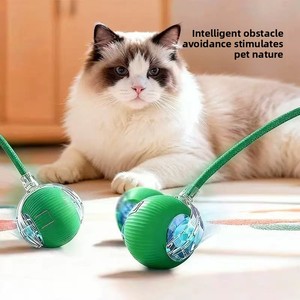 Jouet pour chat classique et moderne à bille roulante, écologique, auto-entretenant, <span class=keywords><strong>anti</strong></span>-ennui, baguette de stimulation intelligente automatique en silicone pour <span class=keywords><strong>la</strong></span> marche - Product Image 1