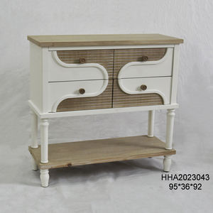 INNOVAHOME European Style Farmhouse White Solid Wooden Antique Accent Living Room <b>Storage</b> <b>Drawer</b> <b>Cabinet</b> <b>with</b> Two Doors - Product Image 4