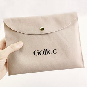 Custom Logo Printed Brown Velvet Envelope Pouch Jewelry Gift Pouch with Ribbon Luxury Velvet Envelope <b>Bag</b> <b>Dust</b> <b>Bag</b> for Handbag - Product Image 3