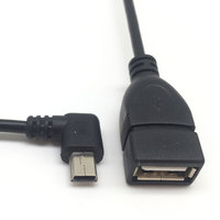 USB-Mini-Kabel, links-rechts abgewinkelt, auf USB 2.0 Buchse, OTG-Verlängerungskabel