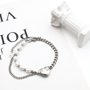 Pearl Heart Necklace And <b>Bracelet</b> <b>Set</b> Stainless Steel Women's Jewelry Gift <b>Set</b> - Product Image 4