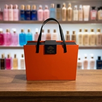 Boîte cadeau magnétique de luxe personnalisée avec poignée, emballage en papier rigide orange pour cosmétiques, parfums et cadeaux de mariage