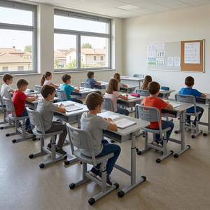 SONGYE Modern Steel Children Single Seat Adjustable Height Student Desk <b>Chair</b> Set With 1 Year Warranty for School Commercial Use - Product Image 2