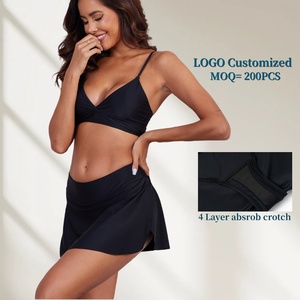 Leeyi 4 capas de fabricación 2 piezas Bikinis período Swimdress Split traje de baño falda mujeres 4 capas menstrual traje de baño - Product Image 6